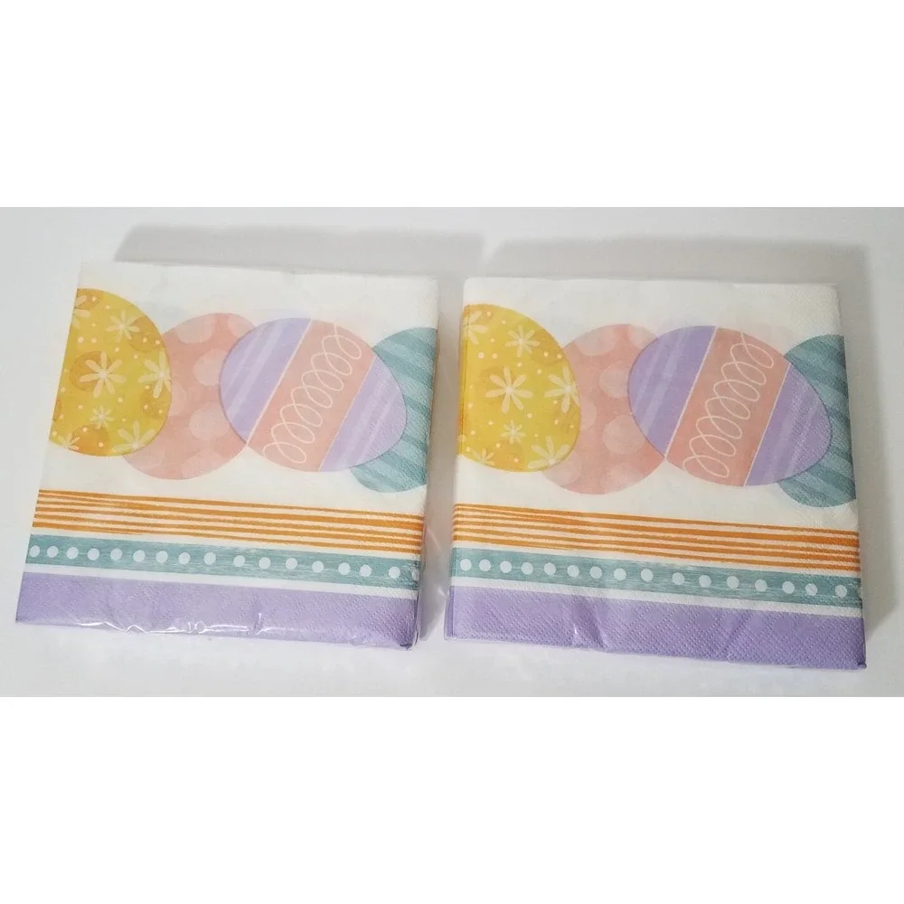 (2) Easter Eggs Around 30ct Lunch Paper Napkin Set‎ Eggs Spring Party NEW
